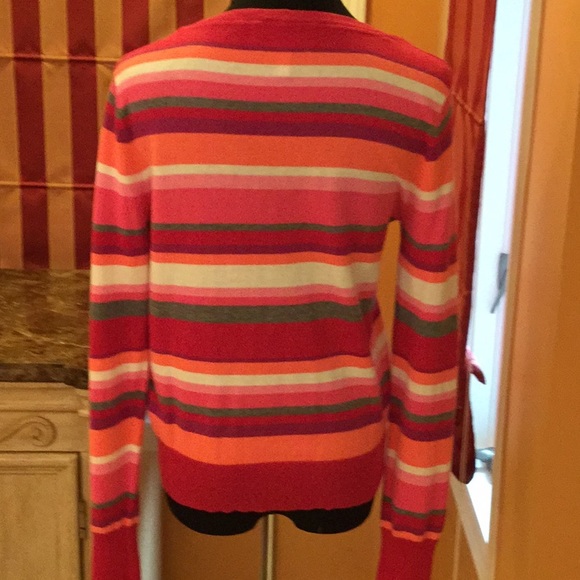 Aeropostale pink and burgundy striped vintage knit cardigan, L - Picture 2 of 3